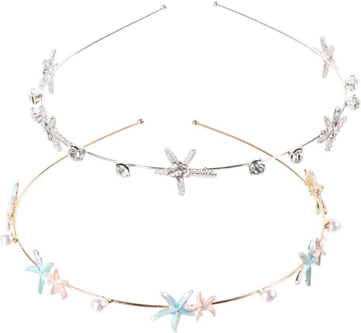 Sterrenzeester Haarband met Strass en Parels voor Bruiloften en Strand - Elegante Haaraccessoires voor Vrouwen en Meisjes