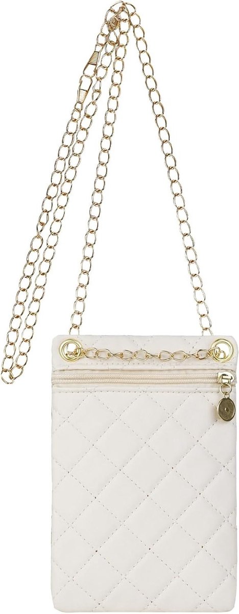 Kleine telefoontas voor dames met modieus diamantpatroon, zachte schoudertas van kunstleer, crossbody tas met afneembare riem en ruimte voor mobiele telefoons
