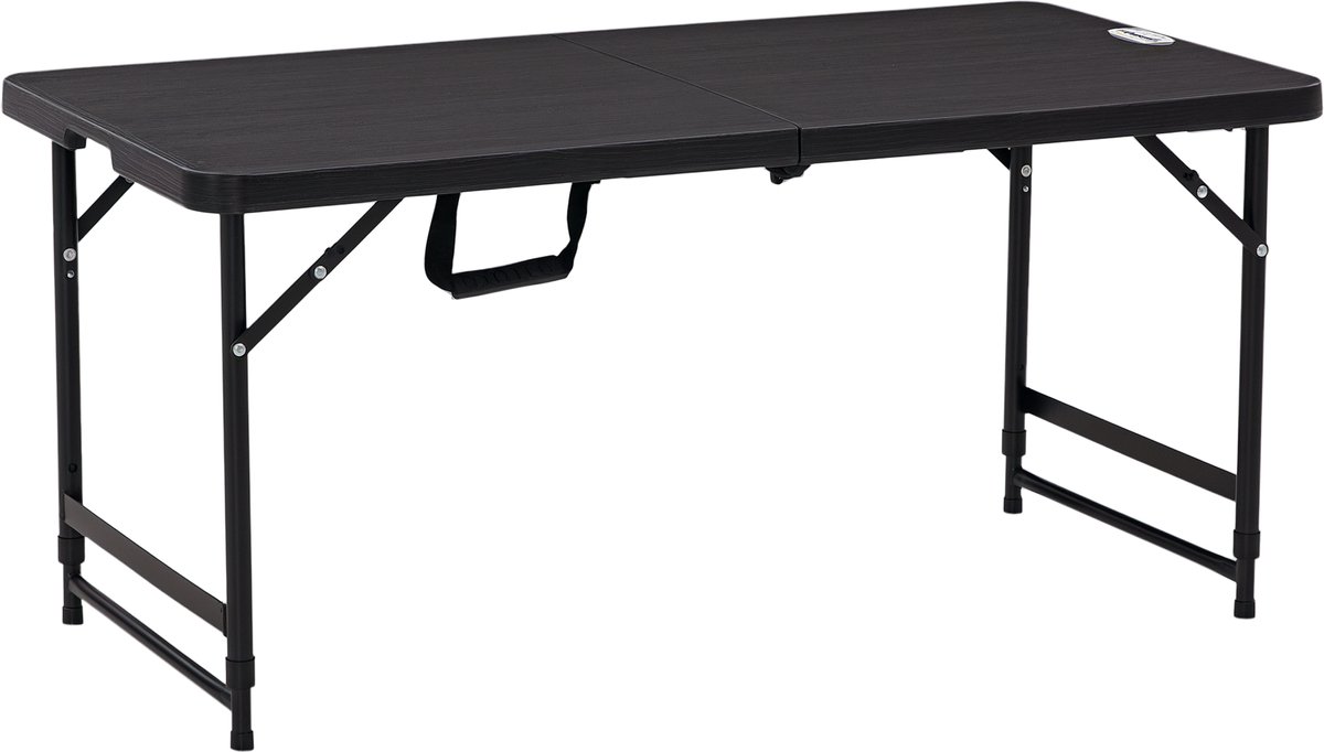 1 stuk - Eettafel voor buiten - Tuintafel - Geschikt voor 4 personen - Opklapbaar - In hoogte verstelbaar - Houtnerfafwerking - Grijszwart - 118 x 60 x 74 cm