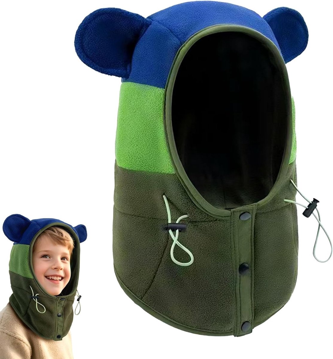 Multifunctionele Kinderen Balaclava met Oortjes, Winddicht en Warm voor Buitenactiviteiten, Geschikt voor Jongens en Meisjes