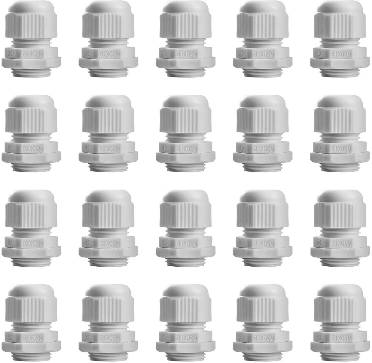 Waterdichte Kabeldoorvoeren M20 IP68 voor Buiten, Tuinbesturing en Aansluitdozen - 20 Stuks Nylon Grommets