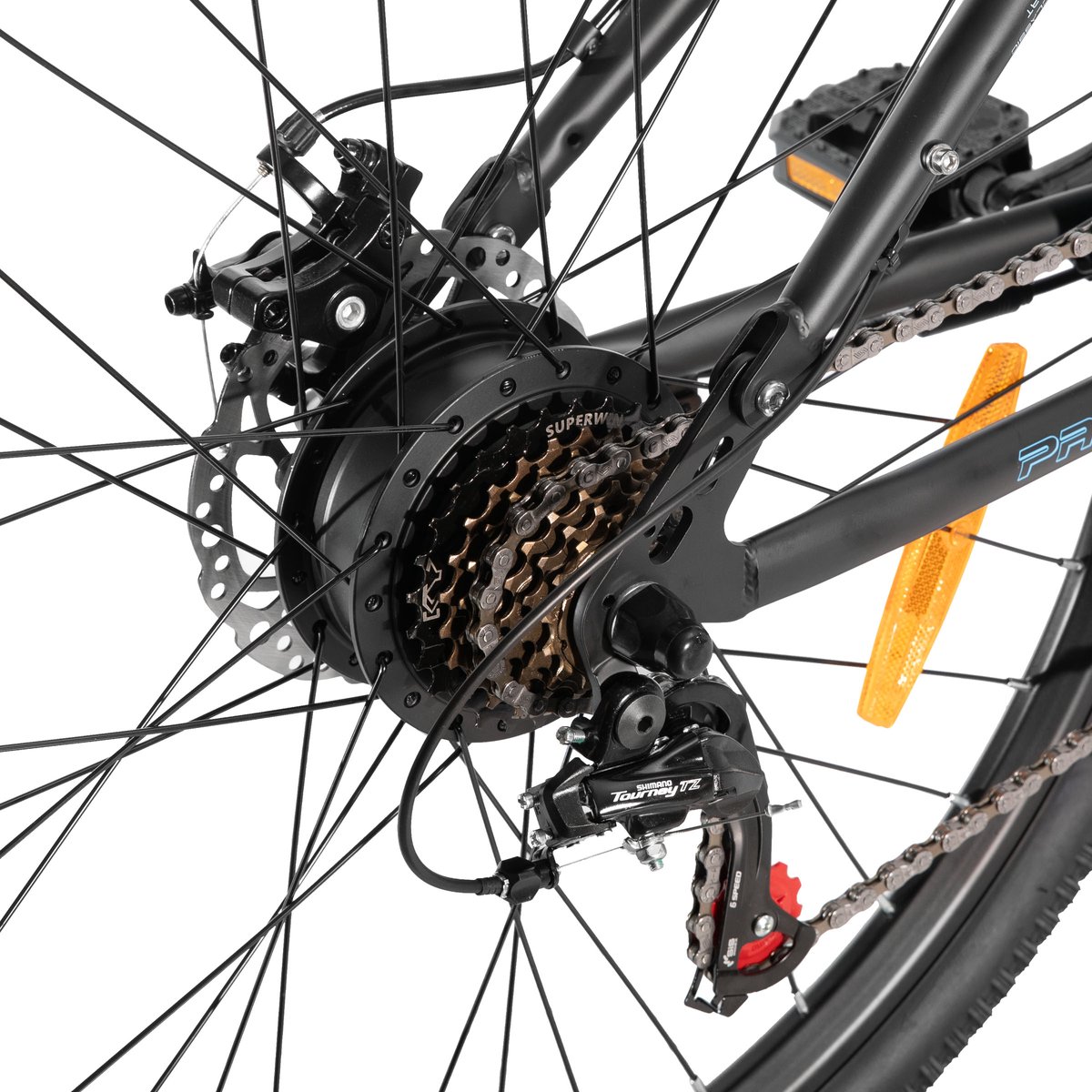 Hiland Spokane Elektrische Mountainbike - 27.5 Inch - Full Suspension - 250W Motor - Shimano 7 Versnellingen - Mechanische Schijfremmen - Grijs thumbnail 5