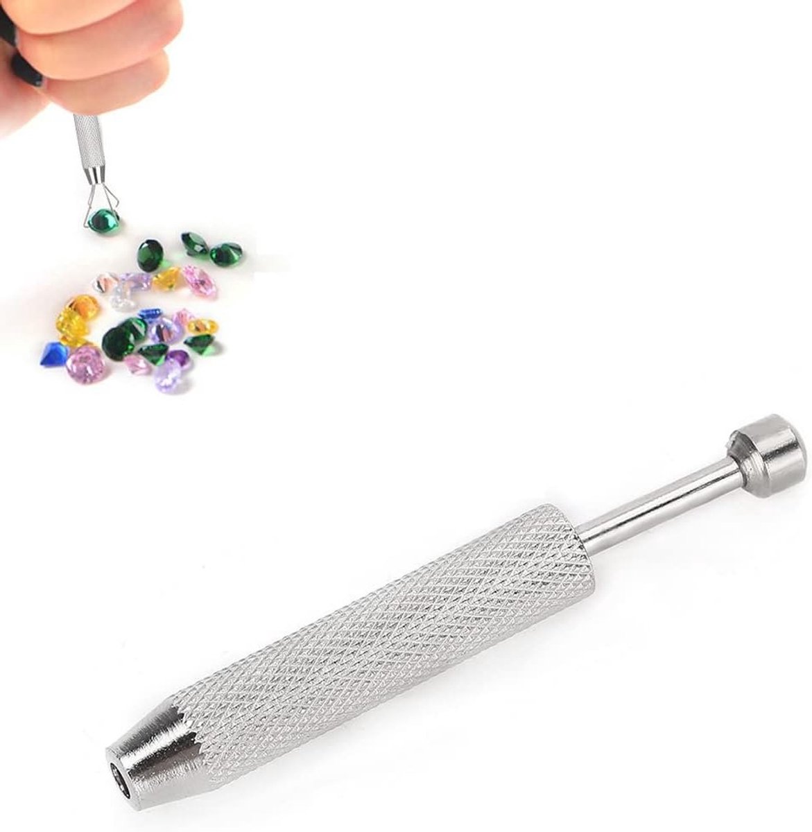 Sieradenpincet - Gereedschap - Verzamelen diamantstenen - Broche - Tang - Rechte pincet - Sieraden maken - 4 klauwen - Geschikt voor diverse klussen - Zwart gecoat pincet met ergonomisch handvat.