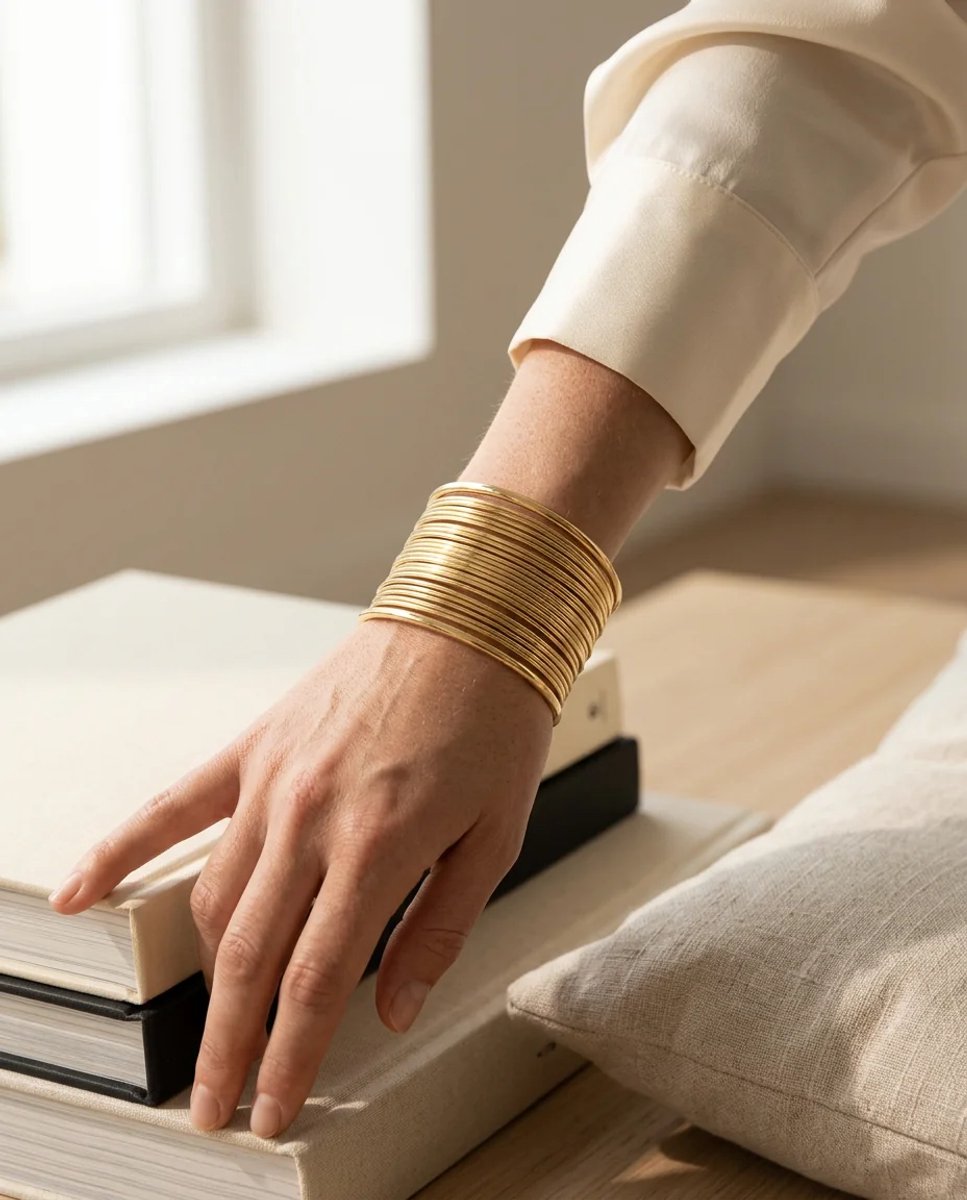 Dorvina Modern Dames Armband Manchet Verkleurt Niet Sieraad Goudkleurig Gedraaid Draad