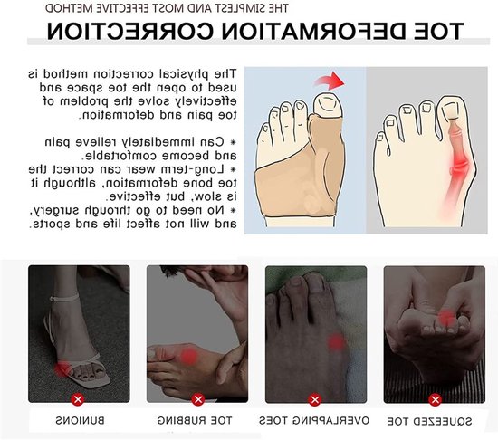 Zachte ademende flip-flops met gel tussenruimte voor grote tenen, corrector voor hamertenen en overlappende tenen, pijnverlichting bij bunions en voetcorrectie — afbeelding 3