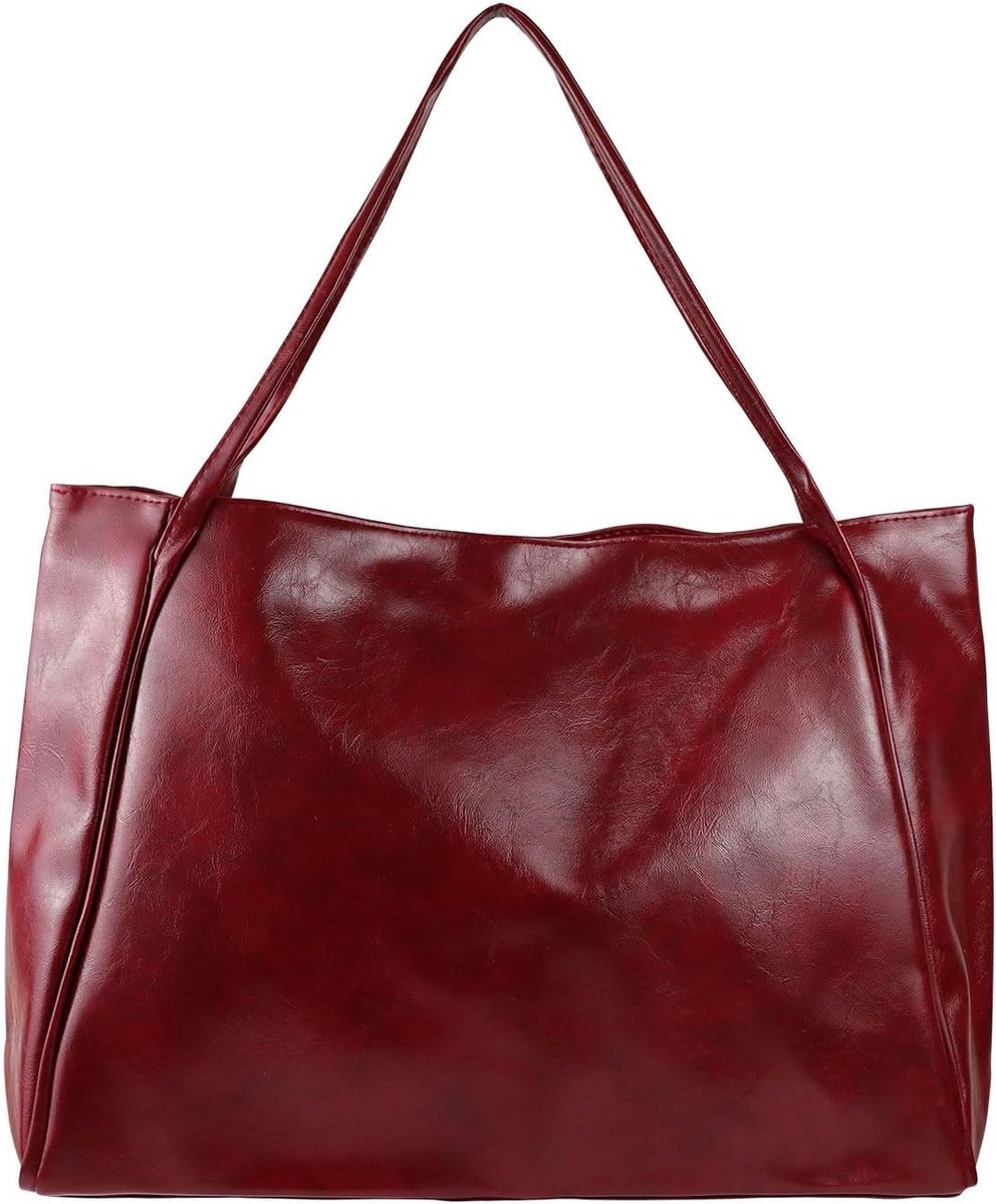 Grote Retro Handtas voor Vrouwen van PU Leer met Magneetsluiting - Waterdichte Schoudertas voor Laptop en Boeken, Ideaal voor Dagelijks Gebruik en Winkelen