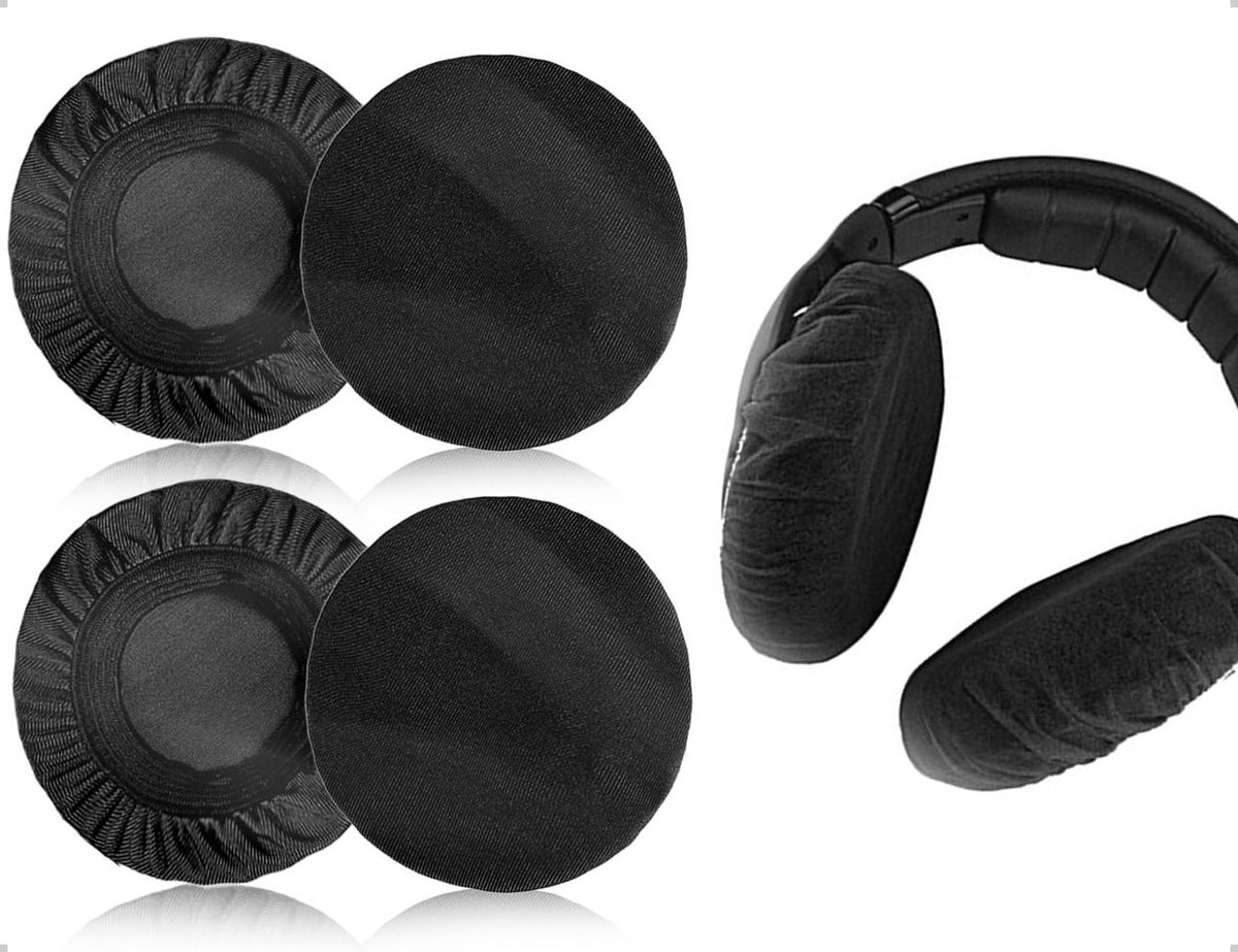 Wasbare en elastische hoofdtelefoonhoezen, 4 stuks, ideaal voor gaming en sporten (zwart)