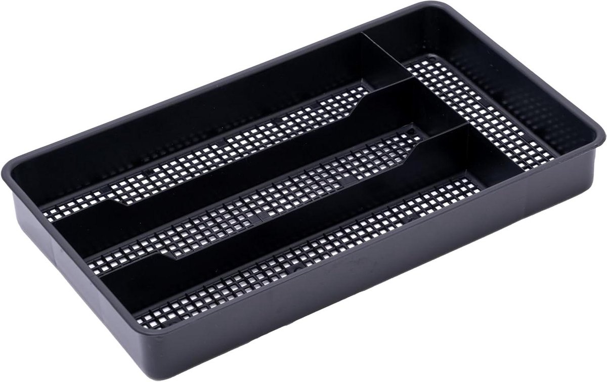 Bestek Lade Organizer - Lade Indeler - Keuken Opruimen - Mesh Bodem - 30x18x4 cm - Zwart