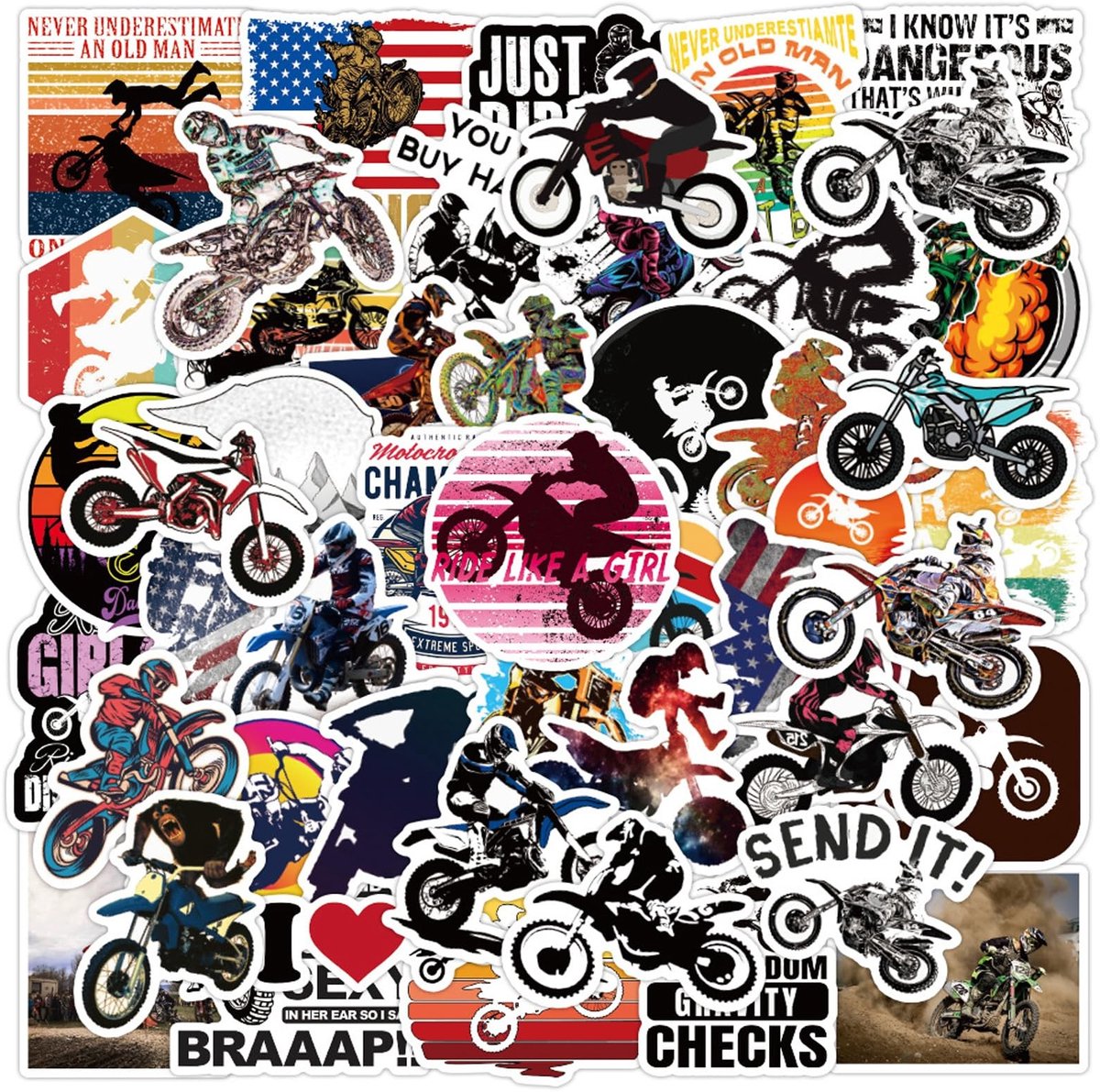 Dailygoods - 50 Stuks Veiligheidsstickers voor Motoren