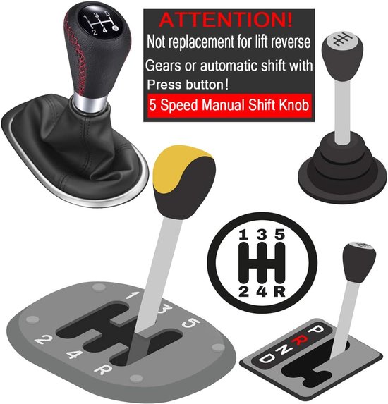 Pookknop 5 Versnellingen - Handgeschakelde Pook - Auto Interieur Upgrade - Universele Pasvorm - 3 Adapters - Rood — afbeelding 5