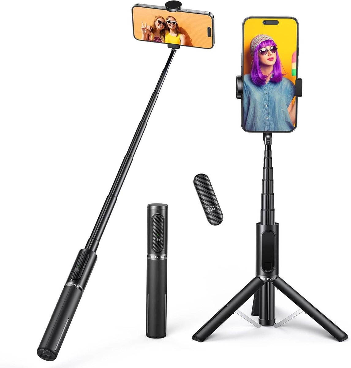 Selfie Stick - Telefoon Statief - Foto's Maken - Met Afstandsbediening - 79.5 cm - Zwart