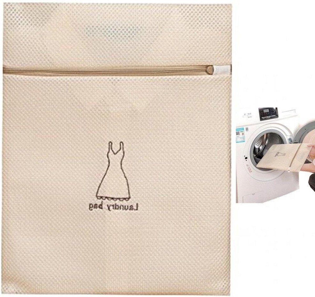 Waszak Set - Net Tassen - Kleding Beschermen - Speciaal Dikker Mesh - 30x40cm - Beige
