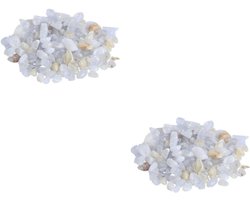 Aquarium Grind - Decoratieve Stenen - Aquarium Decoratie - Gepolijst Oppervlak - 2 Stuks - Wit