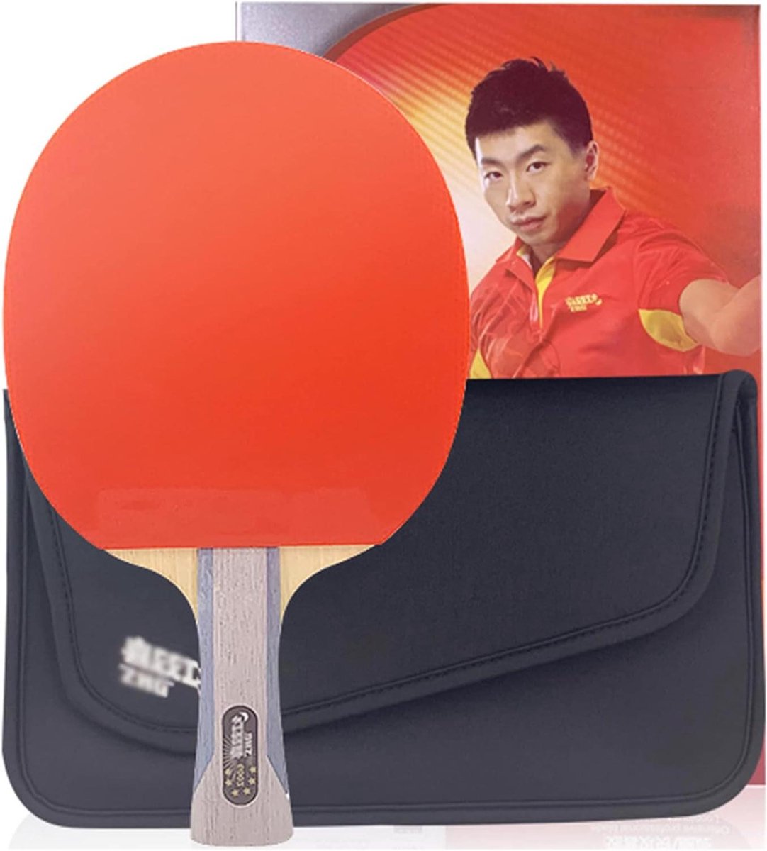 Tafeltennisrackets - Pingpongbat set - Aanvallend spel - 5-laags houtconstructie - Lange steel - Zwart