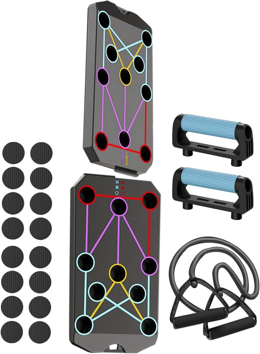 Opvouwbaar Push-up Board - Fitness Kaart - Spier Training - Kleurgecodeerde Zones - 40 x 20 cm - Multi