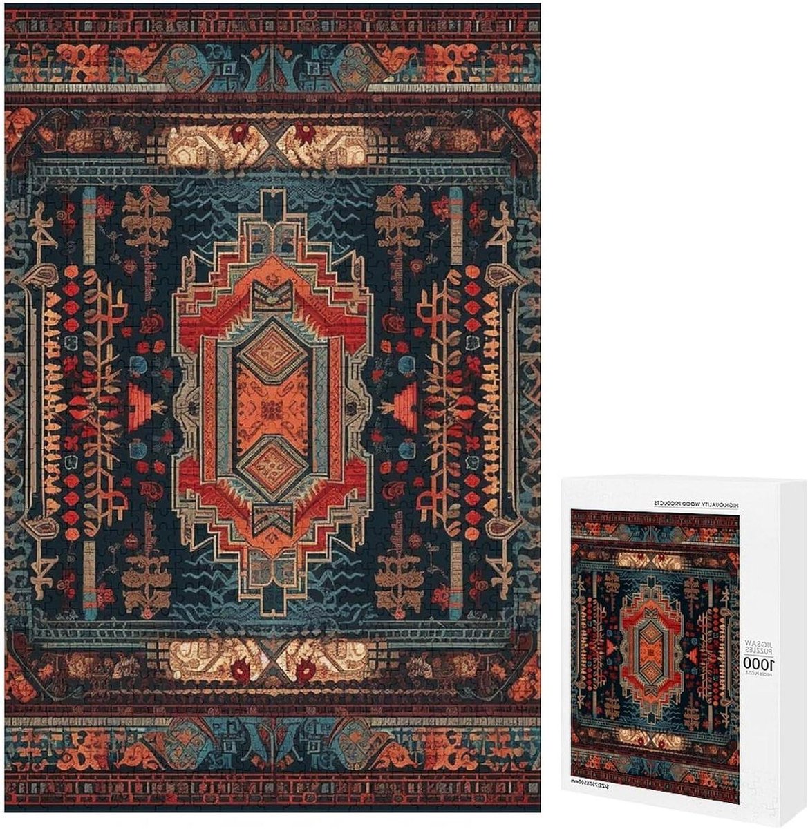 Houten Puzzel - Puzzelstukjes Legpuzzel - Ontspanning thuis - Mexicaanse stijl patroon - 1000 stukjes - Wit