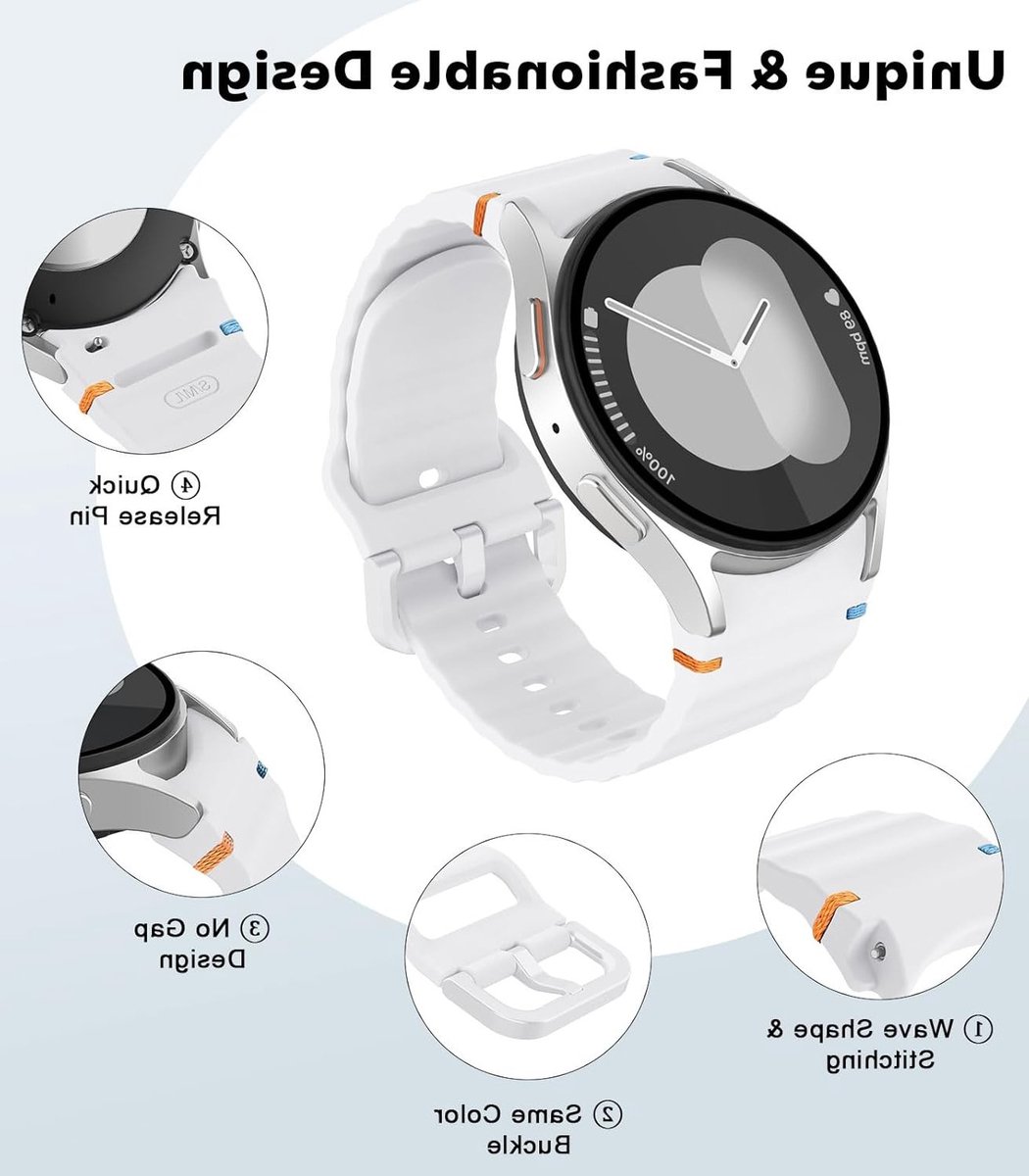 Sportieve Silicone Armband voor Samsung Galaxy Watch 7, 6, 5 en 4 - Geschikt voor 40mm, 44mm, 43mm, 47mm, 42mm en 46mm - Comfortabele en Duurzame Band voor Mannen en Vrouwen