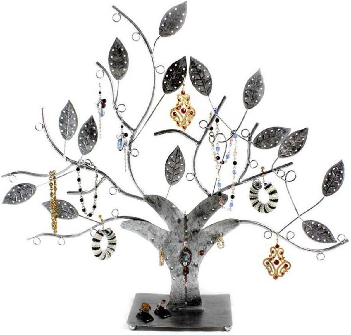 Jewelry Stand Tree - Sieradenhouder Organiser - Sieraden Presenteren - Wavy Tree Design - 47 x 51.5 cm - Patina Grijs