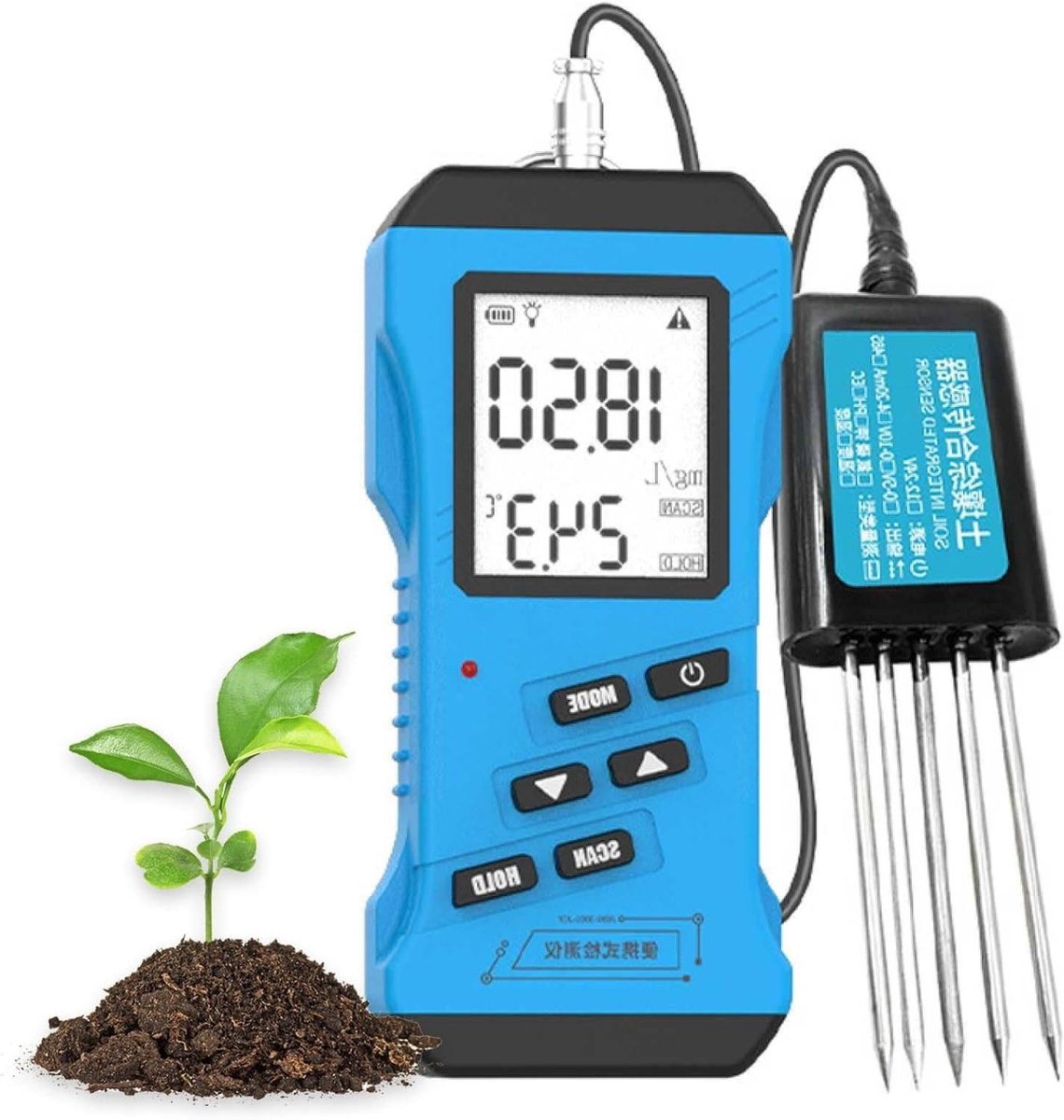 Bodemvochtigheidstester - Bodem pH meter - Planten Verzorgen - 7-in-1 Analyse - 3-9 pH - Zwart