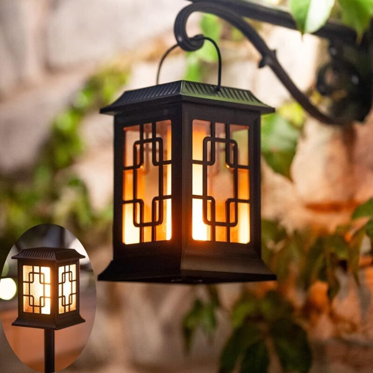 Buitenverlichting op zonne-energie, tuinverlichting op zonne-energie, lampen op zonne-energie geschikt voor twee standen (knipperend/warm licht), tuinfakkels op zonne-energiegeschikt voor buitendecoratie.