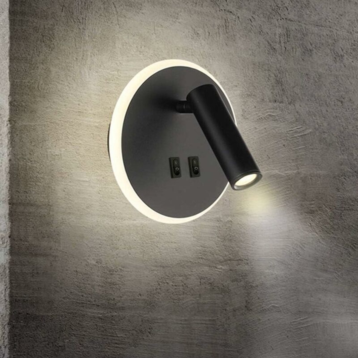 Zwarte LED-wandlampgeschikt voor slaapkamers, instelbaar leeslicht van 12W tot 3W, kleurtemperatuur van 3000K, eenvoudig te installeren.