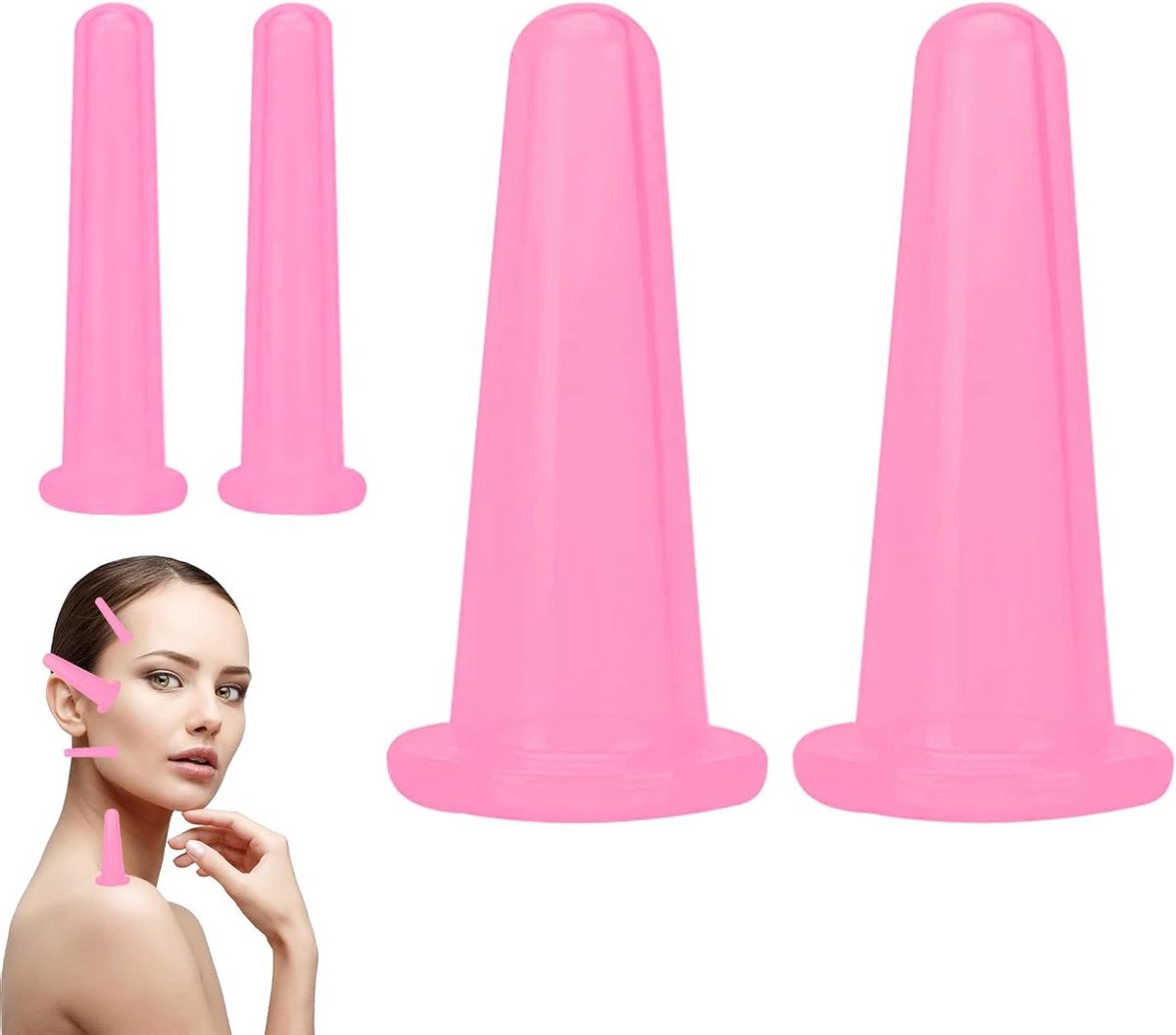 Gezichtscups Set - Massage Cups - Gezichtsontspanning - Vacuüm Absorptie - 4 Stuks - Transparant