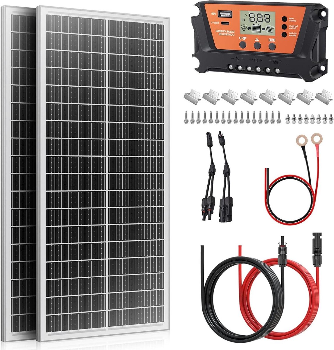 Zonnepaneel Kit - Monokristallijn Paneel - Energie Opwekken - Hoge Efficiëntie 24% - 200 Watt - Zwart