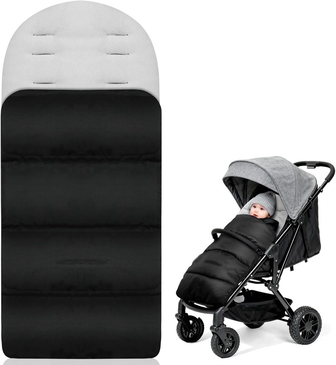 Kinderwagen Voetenzak - Baby Dekje - Warm Blijven - Dubbele Rits - 84 x 40 cm - Grijs