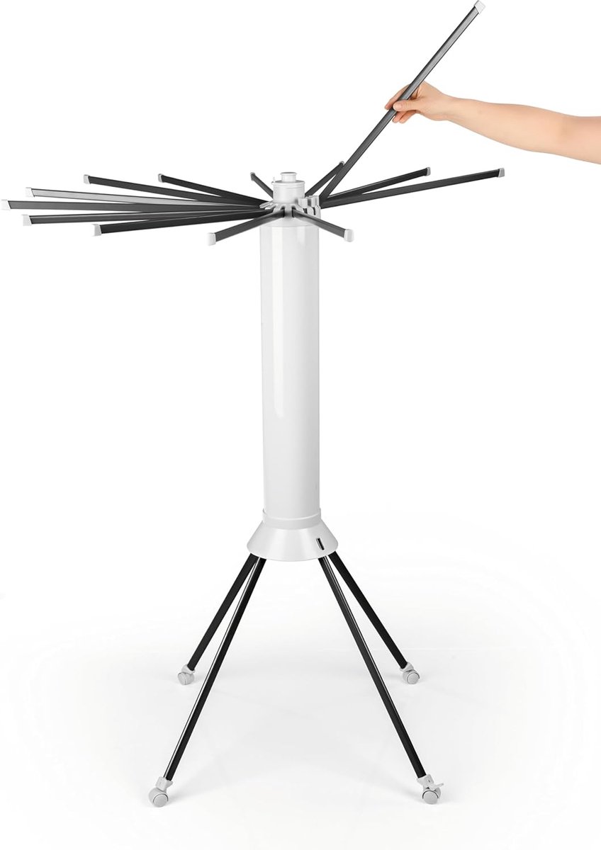Waaierdroogrek - Droogmolen Systeem - Wasgoed Drogen - Individueel Aanpasbaar - 8 Meter Lijnlengte - Grijs Wit thumbnail 6