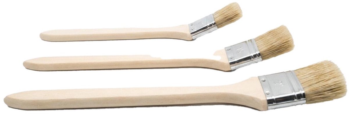 FX Tools Verfkwasten set - 3 delig - platte lange steel kwasten - B25/37/50 mm - Steel 41 cm - Voordeelkwasten - Schilderen thuis