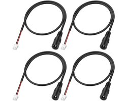 DC 5.5×2.1mm naar XH 2.54mm 2-Pin Voedingskabel, 4 Stuks, Geschikt voor Monitoren, Routers en LED Stripverlichting – 0.3m, Zwart