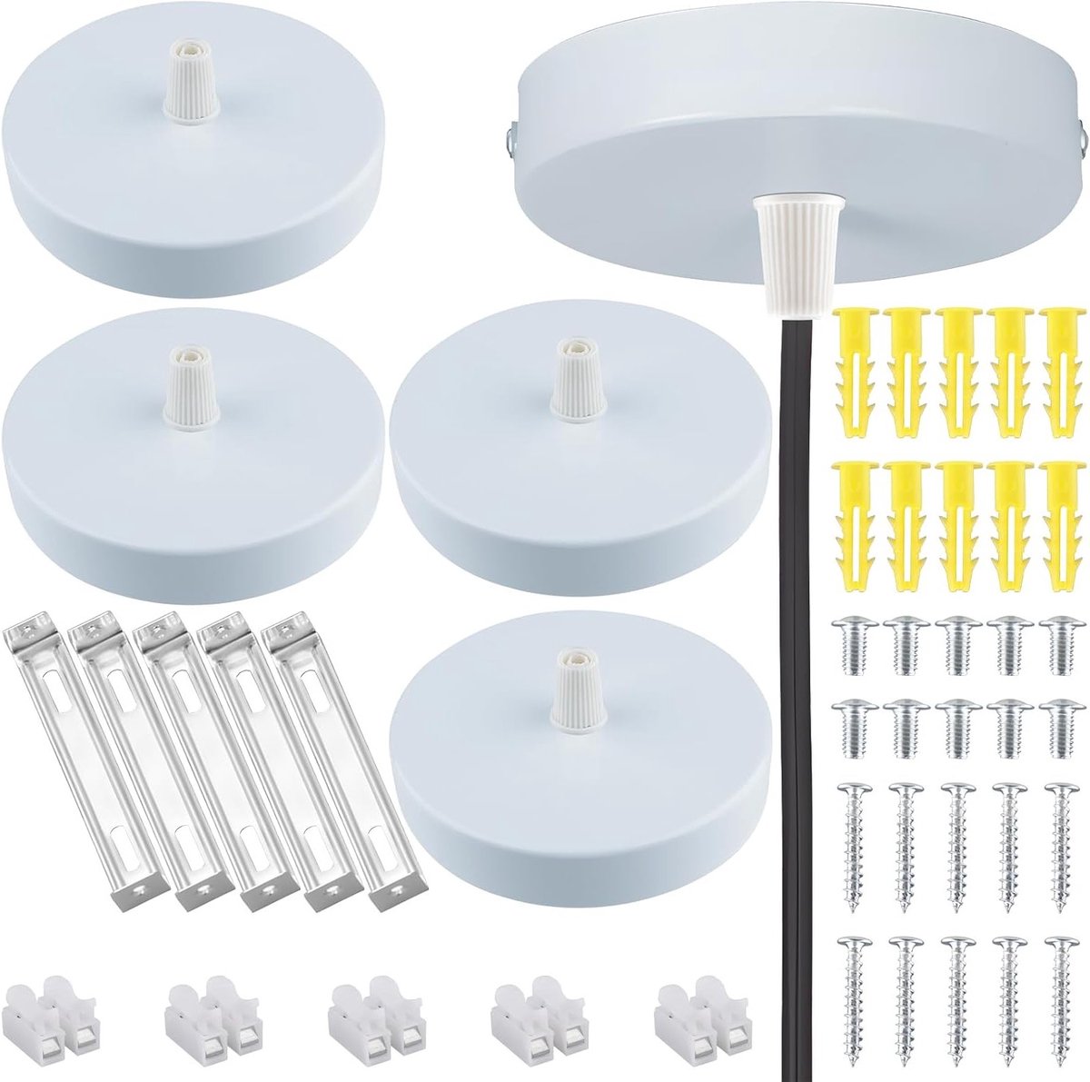 Ronte - Metaal wit plafondlamp baldakijn 100 x 18 mm met aansluitdoos en rozet [energieklasse G] - Decoratief design geschikt voor lampen.