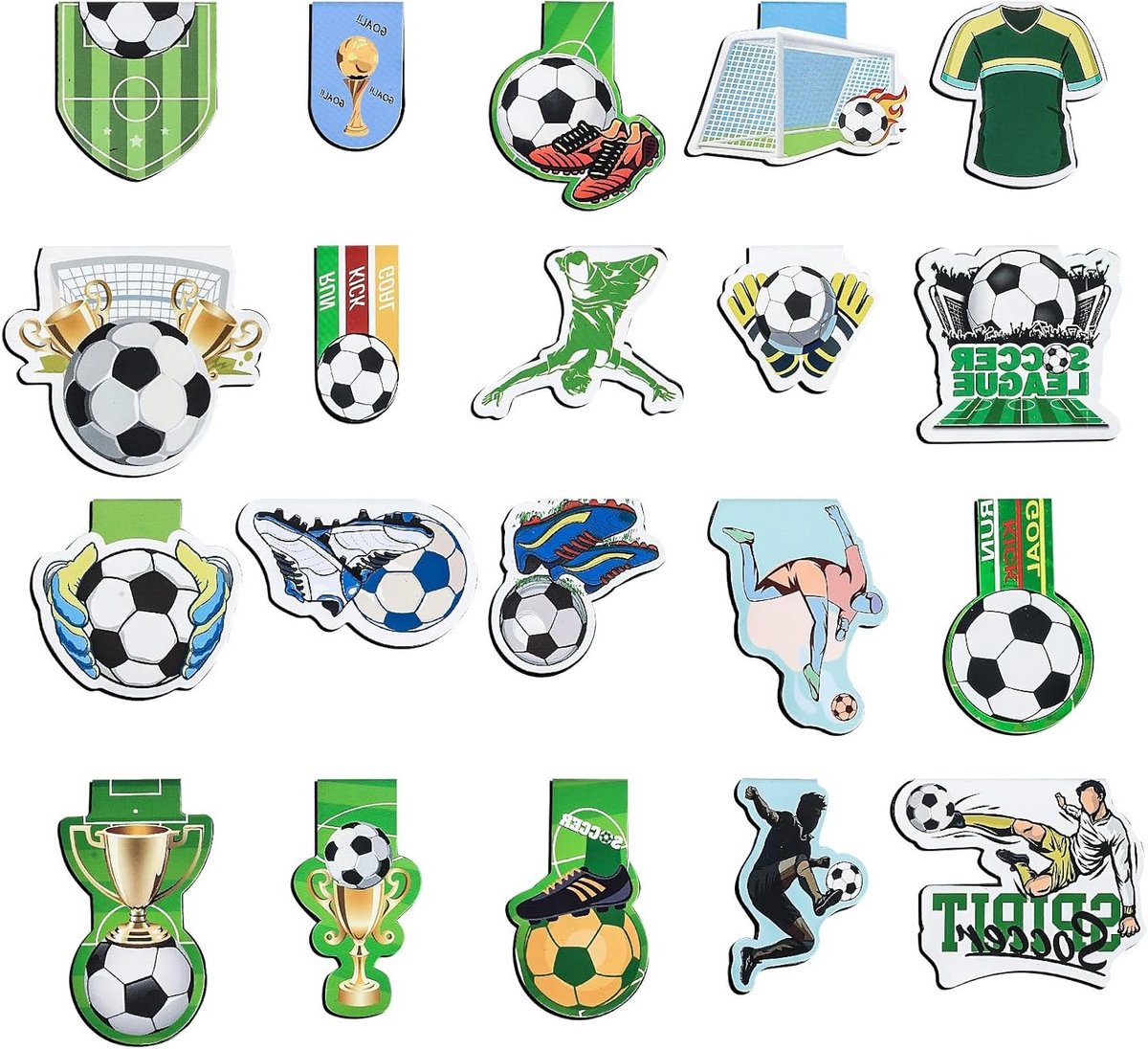 20 Stuks Magnetische Voetbal Boekenleggers voor Feestjes, Leerkrachten en Boekenliefhebbers - Perfecte Cadeaus voor Voetbalfans