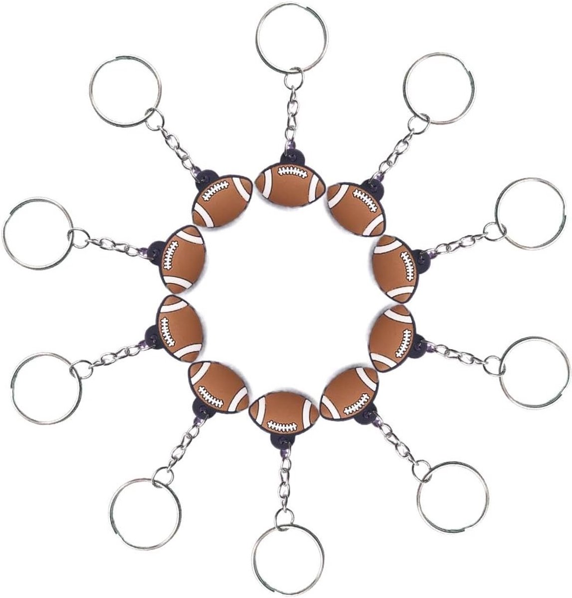 Mini Sleutelhangers Set van 10 Stuks, Silicone Sleutelhangers voor Feestdecoraties, Kinderen, Ballon en Voetbal Thema