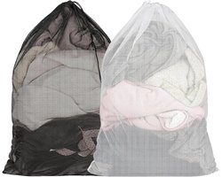 Set van 2 Sterke Wasnetten voor de Wasmachine, Grote Waszakken met Trekkoord voor Thuis, Hotel en Kamperen, Ideaal voor Kleding en Delicate Was