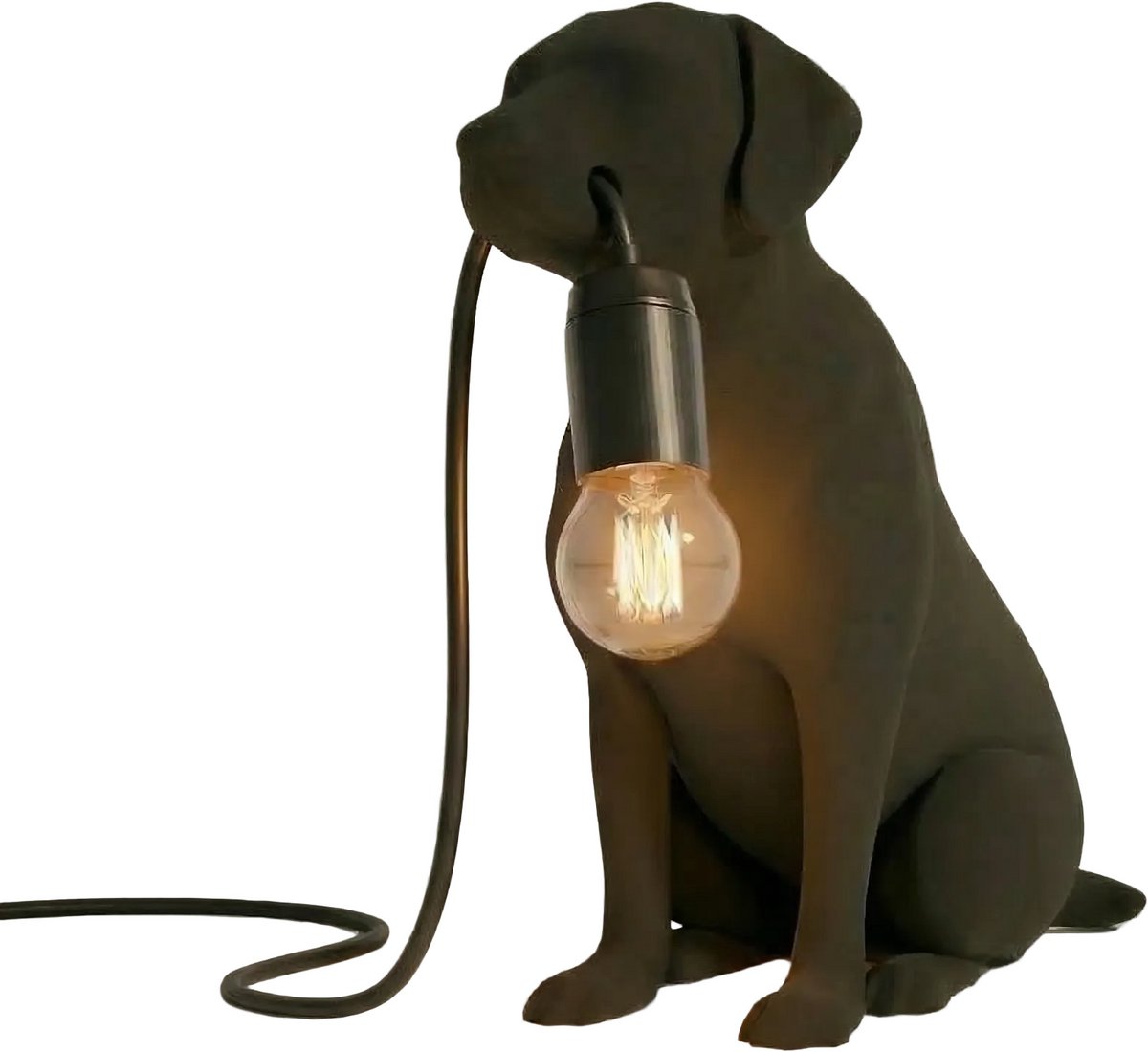 Fiastra Labrador Retriever tafellamp - hondenlamp - zwart - E14 - 30 x 18 x 25 cm