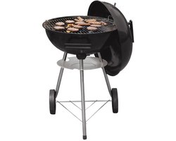 KINGHoff - Houtskool BBQ Grill - Kogelbarbecue met Deksel en Wielen - Tuin BBQ Grill Verrijdbaar - Barbecue met Temperatuurregeling - Buiten Grill - Camping & Terras BBQ - Metaal - Ø43 x 47.5 x 74 cm - Zwart