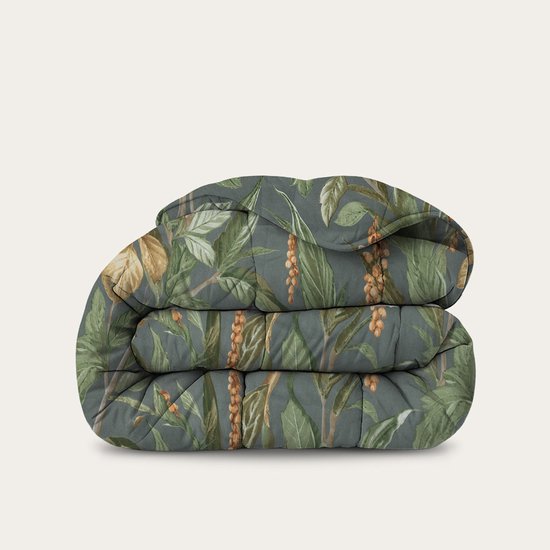 HappyBed Dekbed zonder overtrek 200x220 - Bedrukt dekbed zonder hoes - Hoesloos Dekbed met Print - Wasbaar - Tweepersoonsdekbed - Golden Foliage