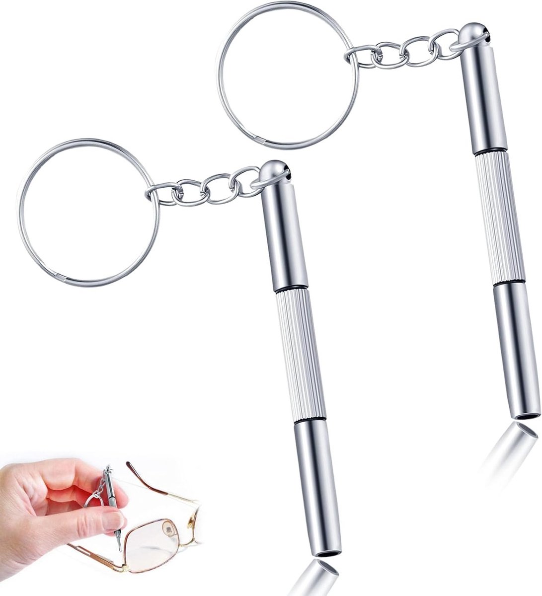 Mini Sleutelhanger Schroevendraaiers Set - 3 in 1 Draagbare RVS Mini Schroevendraaiers voor Sieraden en Horloge Reparatie, Handig en Compact