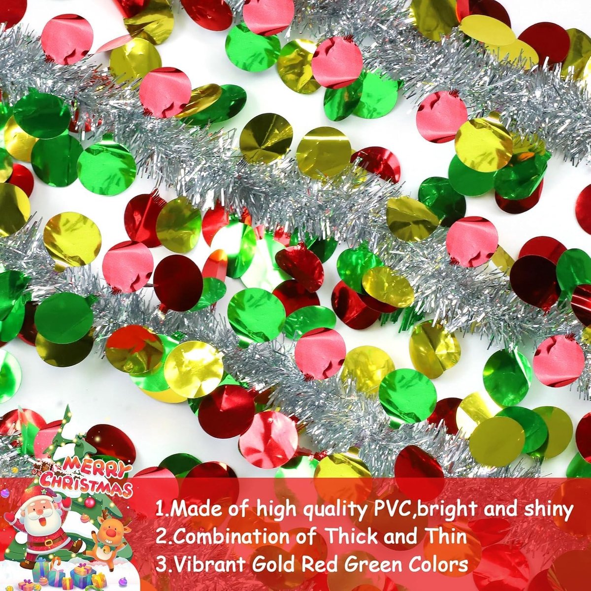 10m zilveren kerstguirlande - kerstdecoratie - feestversiering – foto 4