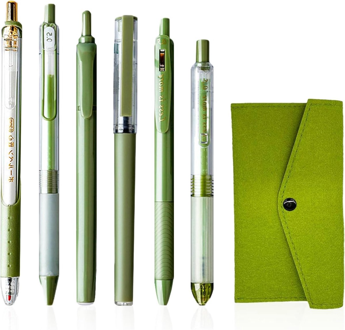 Set van 6 0.5mm gelpennen met 1 opbergtasje, sneldrogende en herbruikbare gelpennen voor kantoor en studie