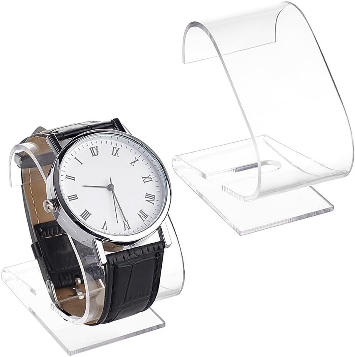 2 Stuks Transparante Horlogehouder, Acryl Horloge Stand voor Armbanden en Horloges, Perfect voor Vaderdag en Thuis of Winkel Display