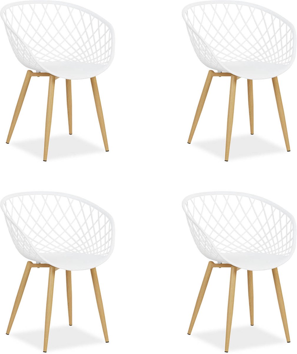 Homestyle4u Tuinstoelen - Set van 4 - Kunststof - Wit