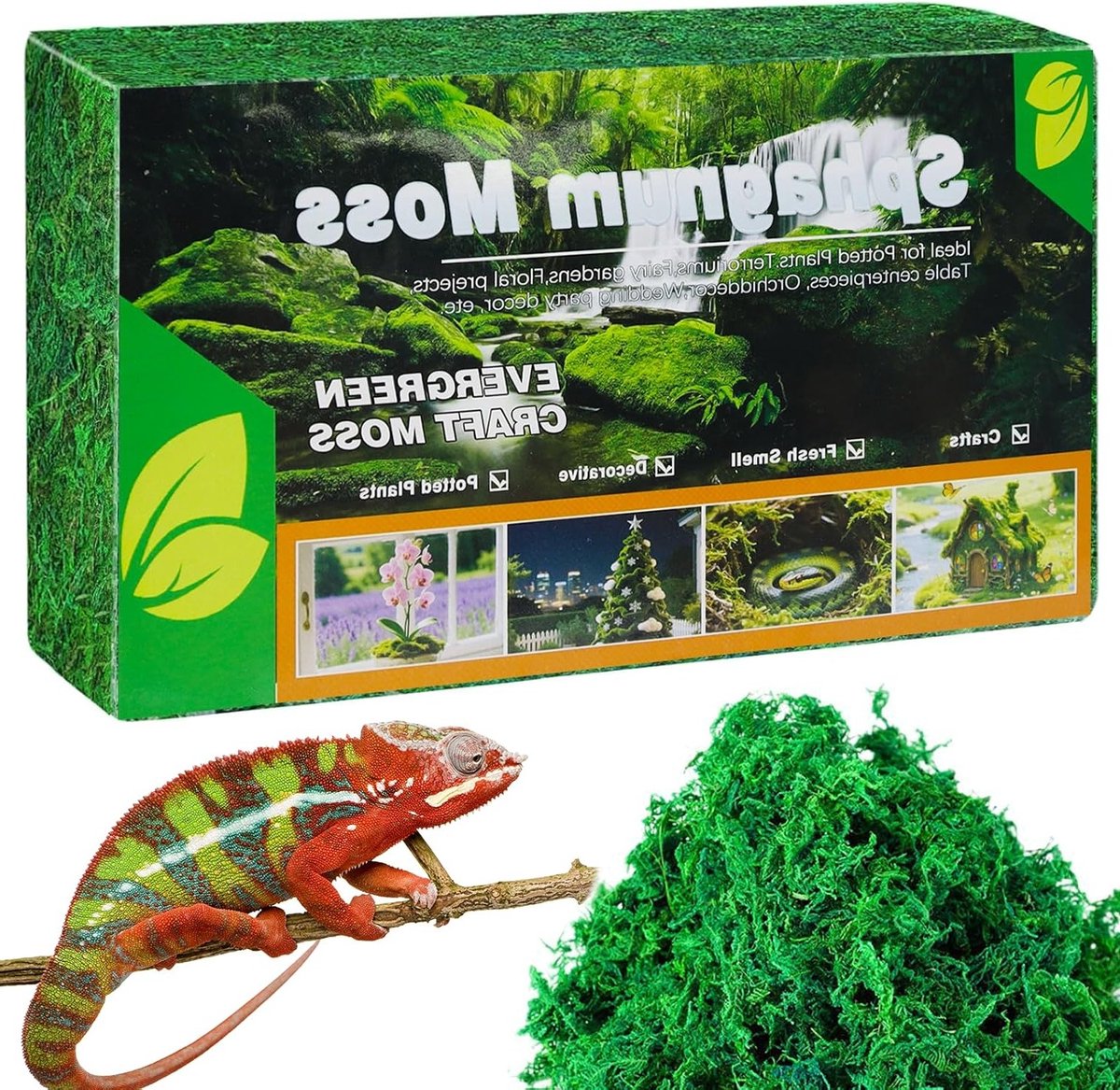 Sphagnum Mos voor Planten, Orchideeën en Terrariums - Premium Natuurlijke Bodem voor Reptielen en Amfibieën