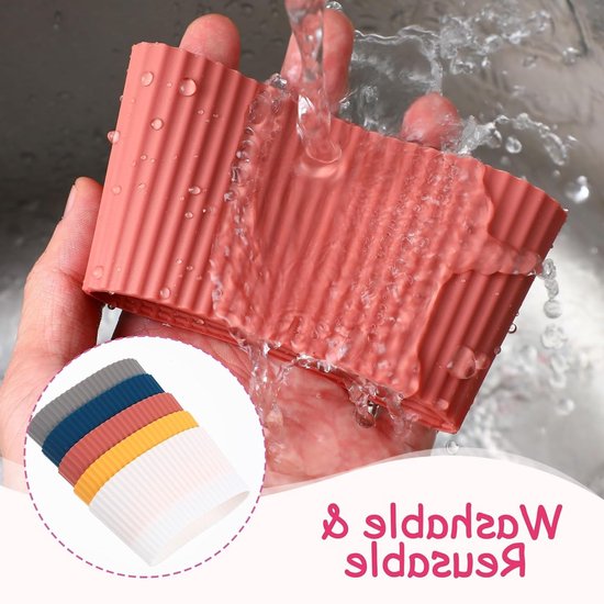 Herbruikbare siliconen koffiekop sleeves - 6 stuks, hittebestendige beschermhoezen voor glazen flessen, ideaal voor koude dranken en onderweg — afbeelding 3