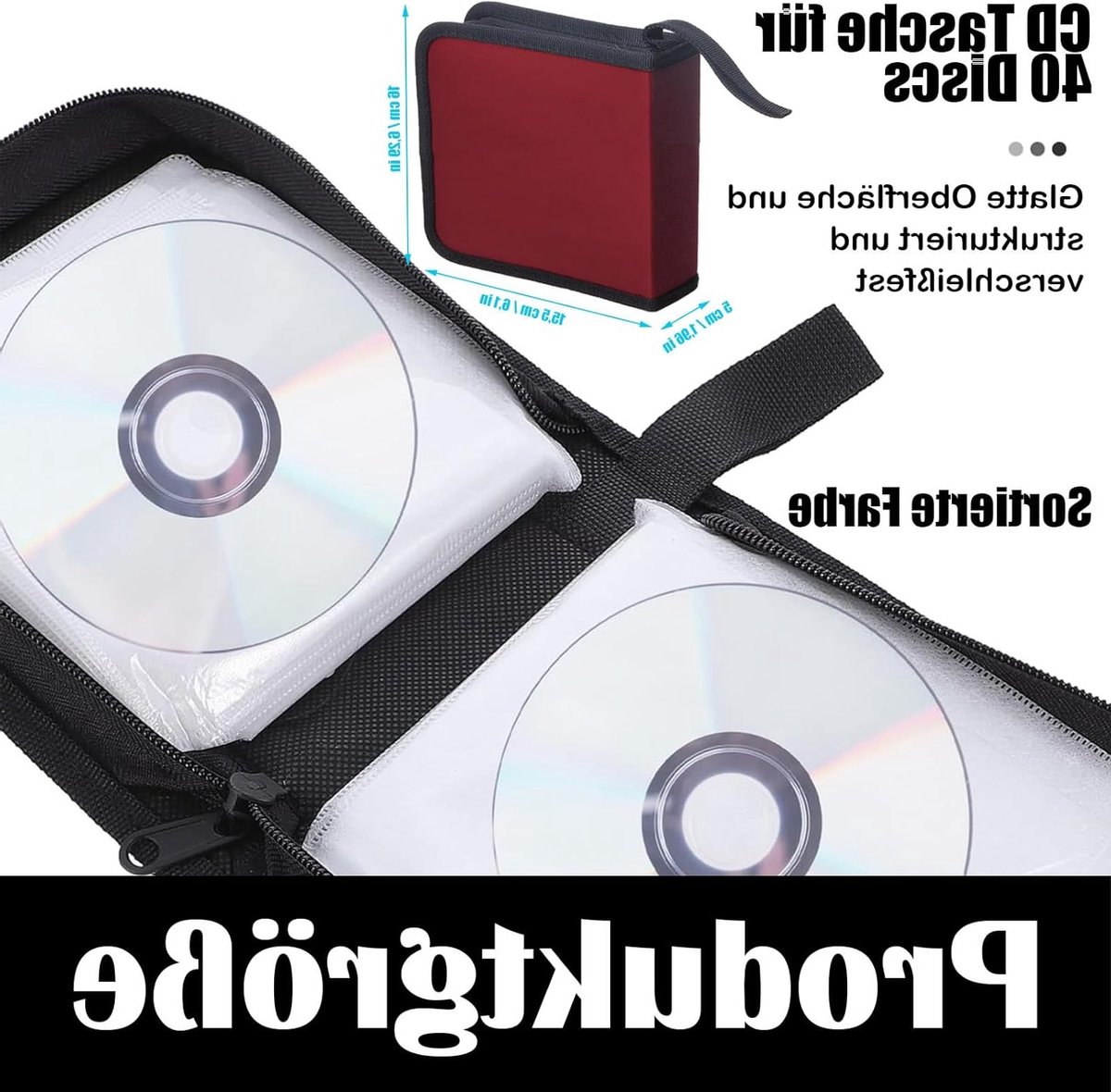 Opbergtas voor 40 CD's en DVD's met rits - Ruimtebesparende tas voor auto en huis, ideaal voor opslag en organisatie