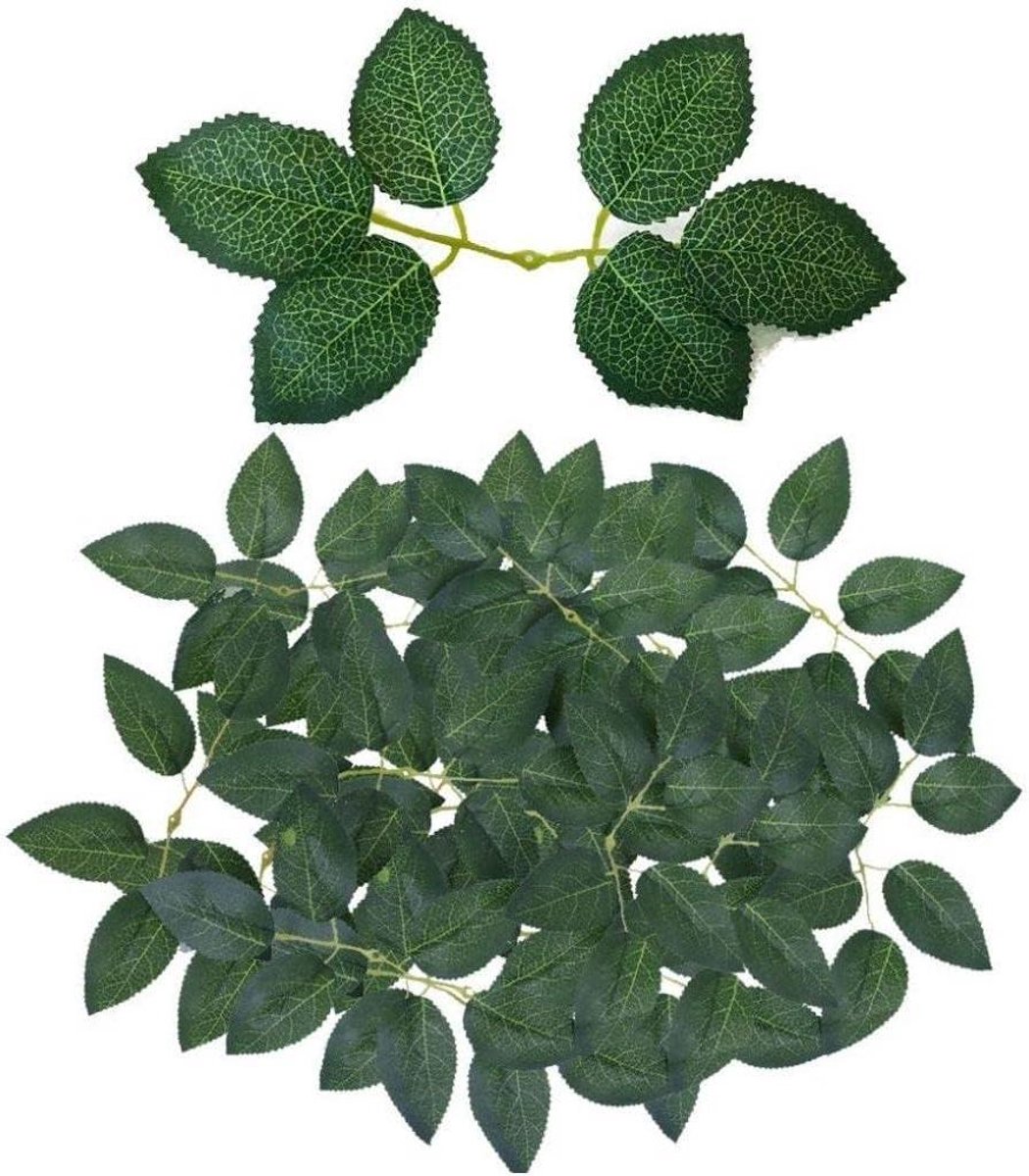 Kunstmatige Rozen Bladeren - Nep Groen Blad - Bruiloft Decoratie - Zijden Zeefdruk - 30 stuks - Groen
