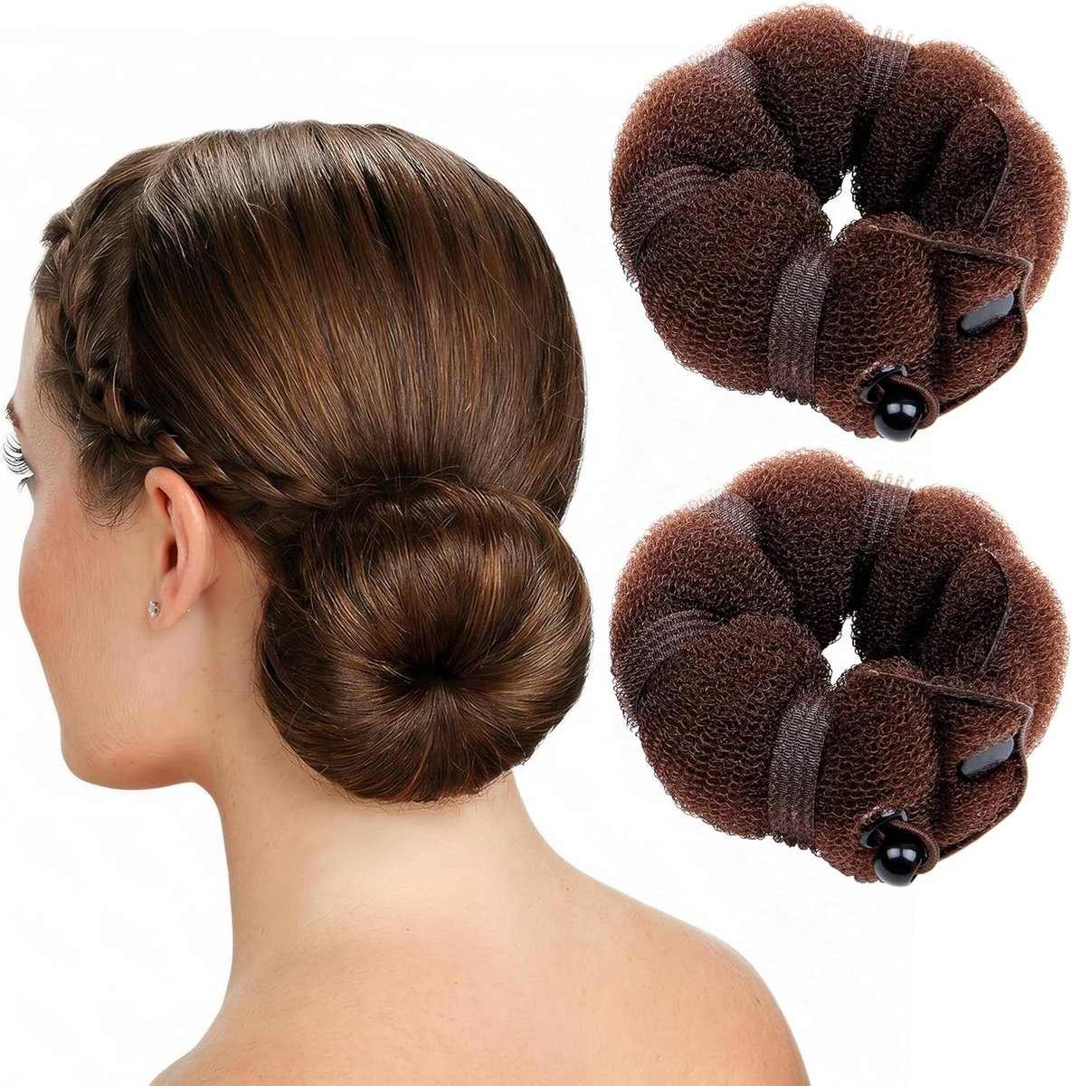 Haar Bun Maker - Knotvuller Donut - Haar Stijlen - Magische Styler - 2 Stuks - Bruin