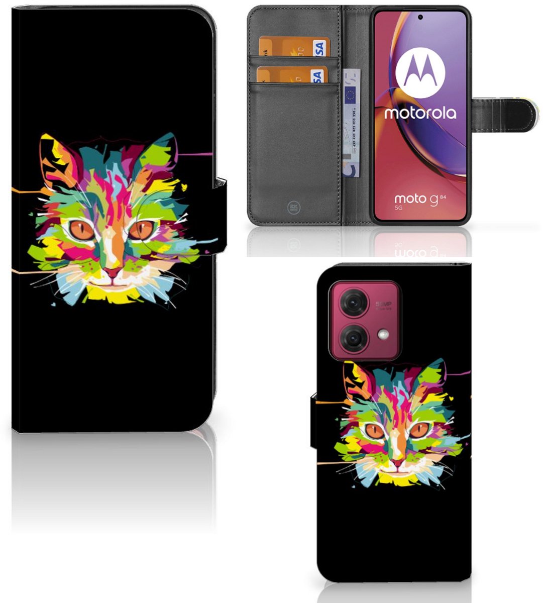 Motorola Moto G84 Leuk Hoesje Cat Color