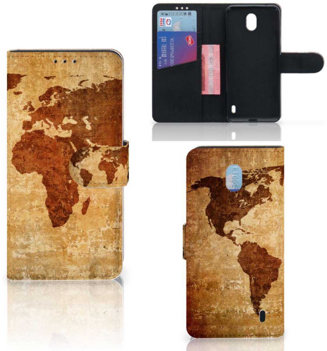 Nokia 1 Plus Flip Cover Wereldkaart